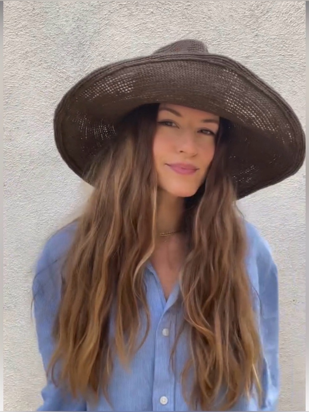 NWT Wyeth Packable Lina Waverly Wide Brim Raffia Sun Hat in Chocolate - Picture 9 of 12